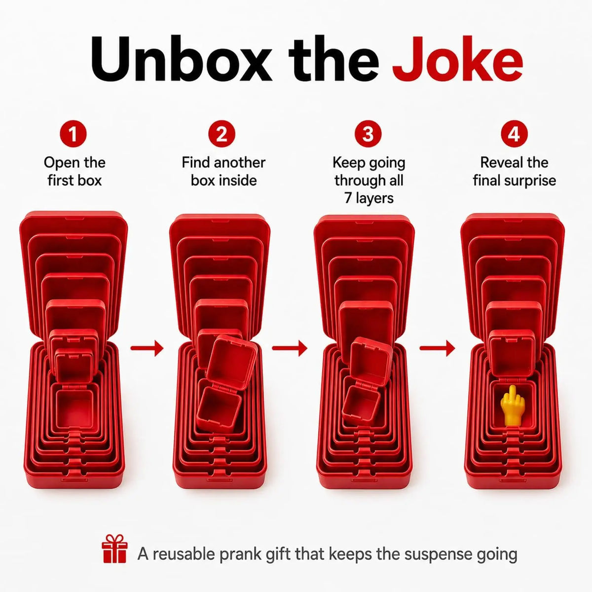 Seven-layer nesting middle finger prank gift box