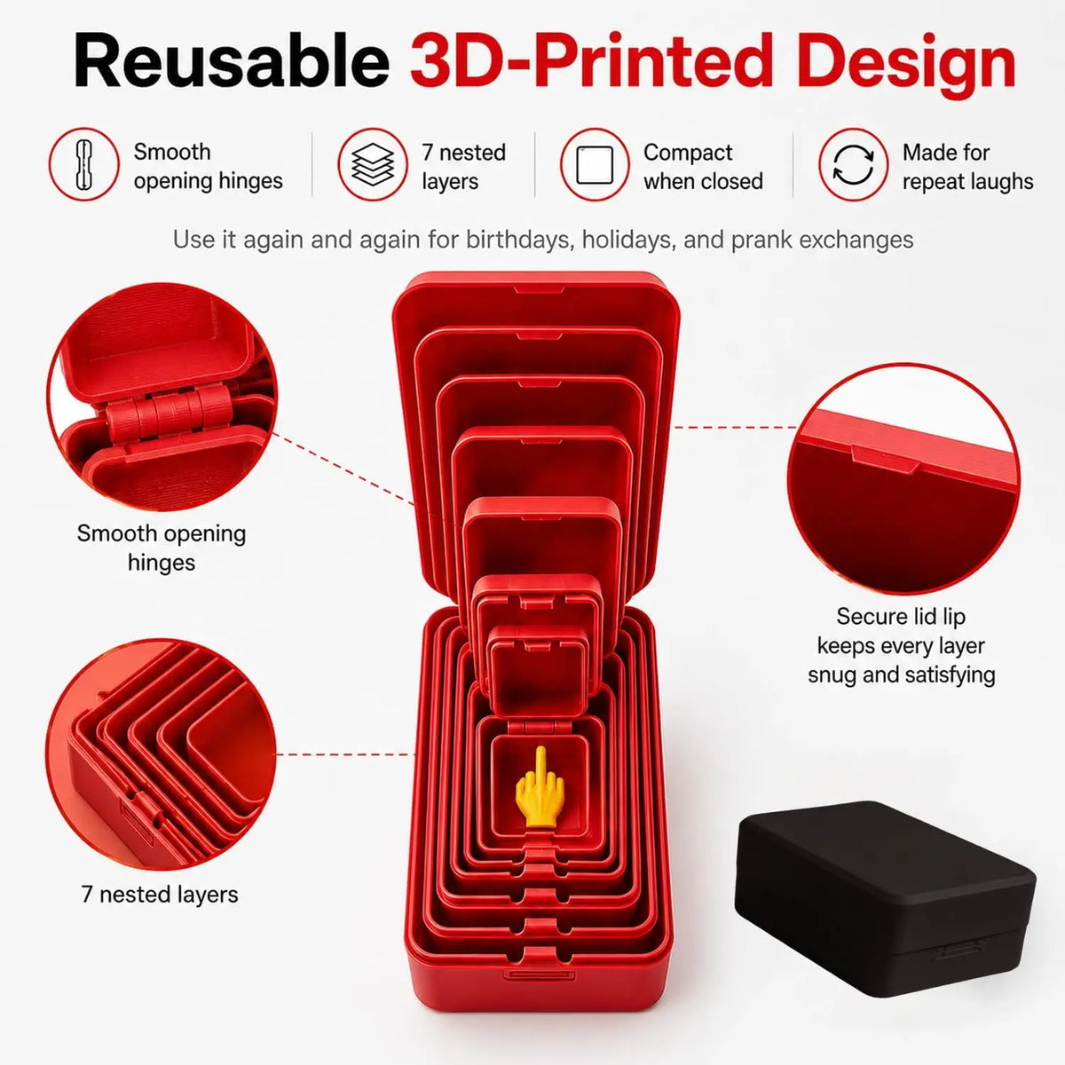 Seven-layer nesting middle finger prank gift box